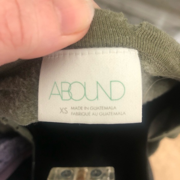 Abound oversized military green distressed tie front fleece sweater - Picture 2 of 3